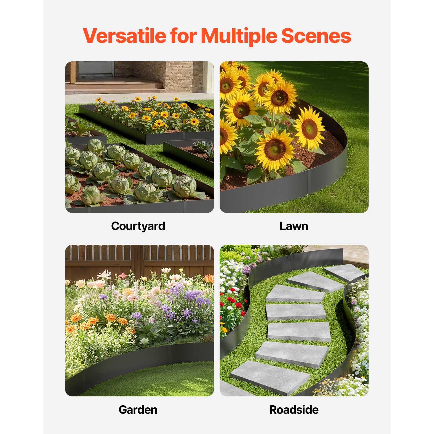 Steel Garden Landscape Edging Rust Resistant Border 6 Pack Black_voghion.com